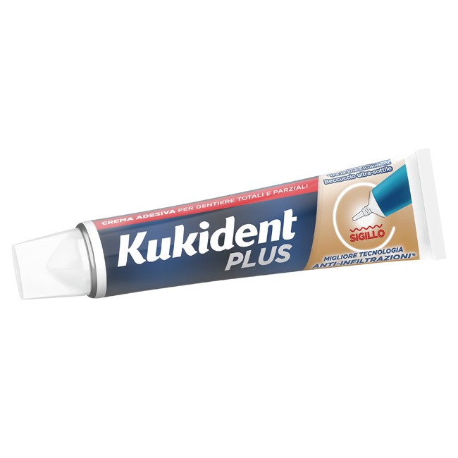 Kukident Plus Barriera Anti-Cibo Crema adesiva per dentiere sapore neutro 40 g Kukident Plus Barriera Anti-Cibo Crema adesiva per dentiere sapore neutro 40 g