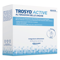 Confezione da 30 bustine di Trosyd Active, integratore per il benessere delle unghie.