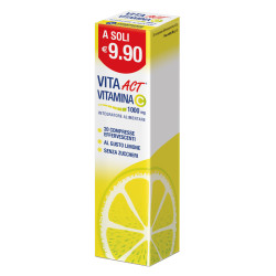 Confezione da 20 compresse di Vita Act Vitamina C 1000, integratore per difese immunitarie e metabolismo energetico.