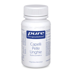 Confezione da 30 capsule di Pure Encapsulations, integratore per la salute di capelli, pelle e unghie.
