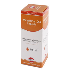 Flacone da 20 ml di Kos Vitamina D Liquida 10.000 UI Integratore Per La Salute Di Ossa E Sistema Immunitario.
