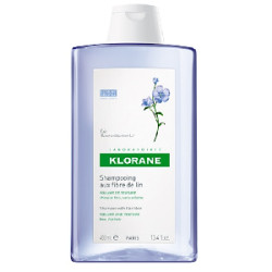 Flacone da 400 ml di Klorane, shampoo delicato per capelli delicati e sottili.