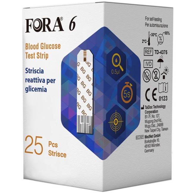 STRISCE MISURAZIONE GLICEMIA FORA 6 CONNECT BOX DA 25 PEZZI STRISCE MISURAZIONE GLICEMIA FORA 6 CONNECT BOX DA 25 PEZZI