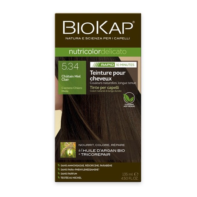 BIOKAP NUTRICOLOR DELICATO RAPID 5,45 CASTANO CHIARO MIELE 135 ML