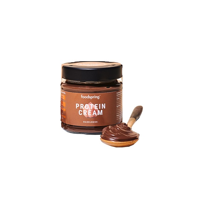 Confezione da 200 g di Foodspring crema proteica alla nocciola senza olio di palma Confezione da 200 g di Foodspring crema proteica alla nocciola senza olio di palma