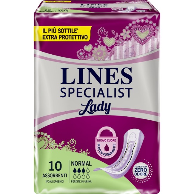 PANNOLONE SAGOMATO LINES SPECIALIST NORMAL 10 PEZZI PANNOLONE SAGOMATO LINES SPECIALIST NORMAL 10 PEZZI