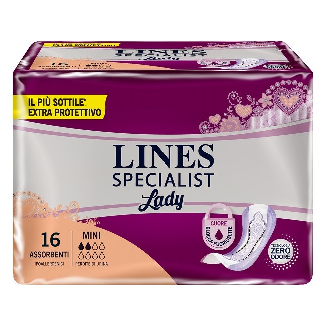 Assorbenti Per Incontinenza Lines Specialist Lady Mini 16 Pezzi