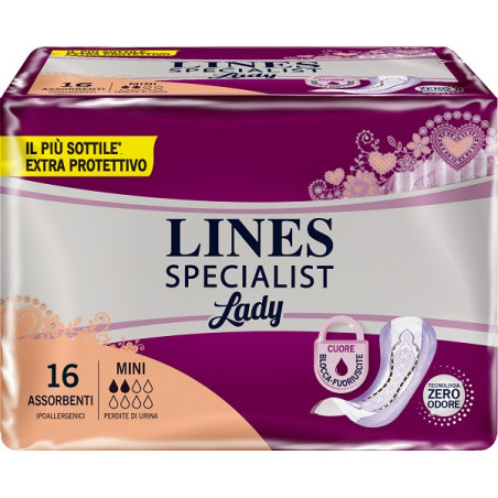 Assorbenti Per Incontinenza Lines Specialist Lady Mini 16 Pezzi