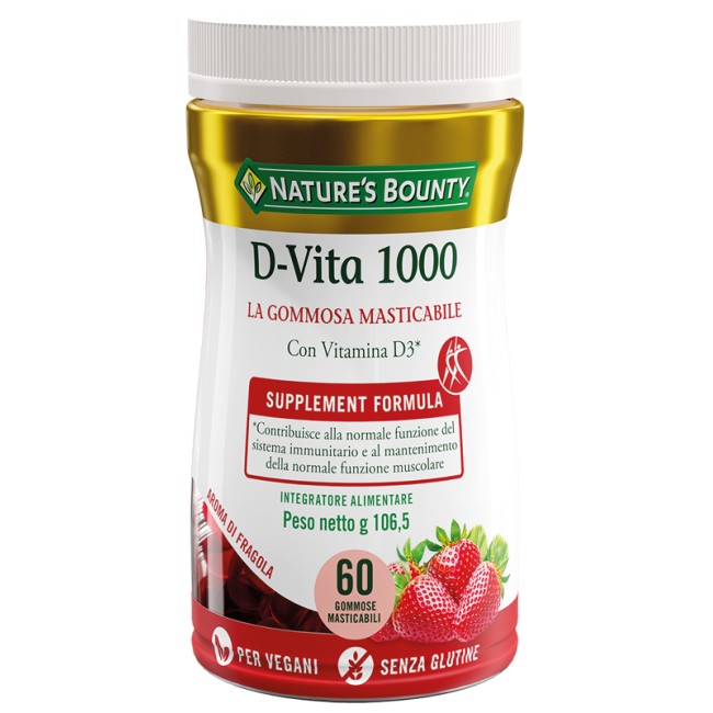 NATURE'S BOUNTY D VITA 1000 60 GOMMOSE MASTICABILI NATURE'S BOUNTY D VITA 1000 60 GOMMOSE MASTICABILI