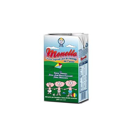 Brik da 500 ml di Monello Latte Crescita, alimento liquido per lo sviluppo osseo e nervoso dei bambini.