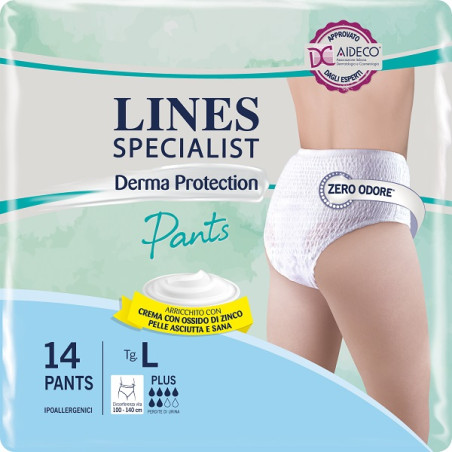 Pannolone Per Incontinenza Lines Specialist Derma Pants Plus L 14 Pezzi Pannolone Per Incontinenza Lines Specialist Derma Pants Plus L 14 Pezzi