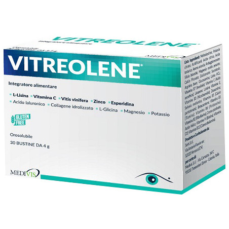 Confezioneda 30 bustine di Vitreolene, integratore ad azione ricostituente per rinforzare il sistema immunitario.