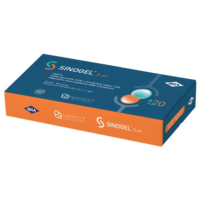 SIRINGA INTRA-ARTICOLARE SINOGEL 2,4% + 1,6% 3 ML 1 FS + AGO GAUGE 21 SIRINGA INTRA-ARTICOLARE SINOGEL 2,4% + 1,6% 3 ML 1 FS + AGO GAUGE 21
