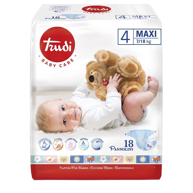 Trudi Baby Care Pannolino Bambini Maxi 7-18 Kg 18 Pezzi Trudi Baby Care Pannolino Bambini Maxi 7-18 Kg 18 Pezzi
