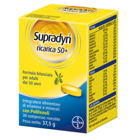 Confezione da 30 compresse di Supradyn ricarica 50+  integratore multivitaminico multiminerale