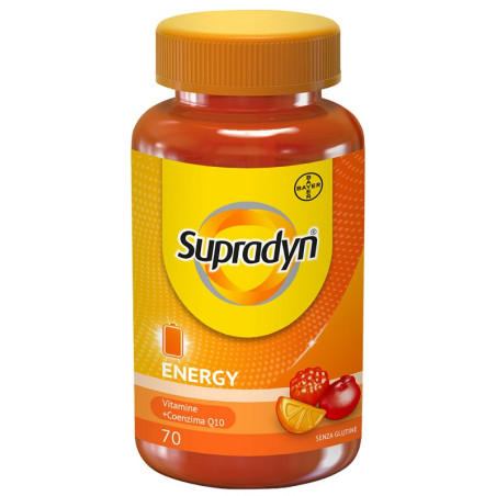 Confezione da 70 caramelle diSupradyn Energy, integratore di vitamine con effetto energizzante. Confezione da 70 caramelle diSupradyn Energy, integratore di vitamine con effetto energizzante.