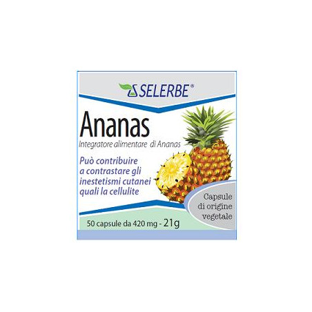 Confezione da 50 capsule di Selerbe Ananas Estratto Secco, integratore contro gli inestetismi della cellulite. Confezione da 50 capsule di Selerbe Ananas Estratto Secco, integratore contro gli inestetismi della cellulite.