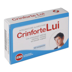 Confezione da 60 compresse di Kos Crinforte, integratore per rinforzare i capelli degli uomini.