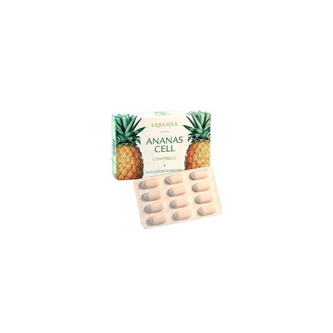 Confezione da 36 compresse di Erbamea Ananas Cell, integratore contro cellulite e ritenzione idrica. Confezione da 36 compresse di Erbamea Ananas Cell, integratore contro cellulite e ritenzione idrica.