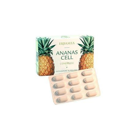 Confezione da 36 compresse di Erbamea Ananas Cell, integratore contro cellulite e ritenzione idrica. Confezione da 36 compresse di Erbamea Ananas Cell, integratore contro cellulite e ritenzione idrica.