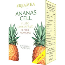 Confezione da 15 bustine di Erbamea Ananas Cell Fluido Concentrato Integratore Drenante Anticellulite.