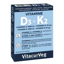 Vitamine D3+K2 Integratore Per Denti Ossa E Coagulazione 60 Compresse Vitamine D3+K2 Integratore Per Denti Ossa E Coagulazione 60 Compresse