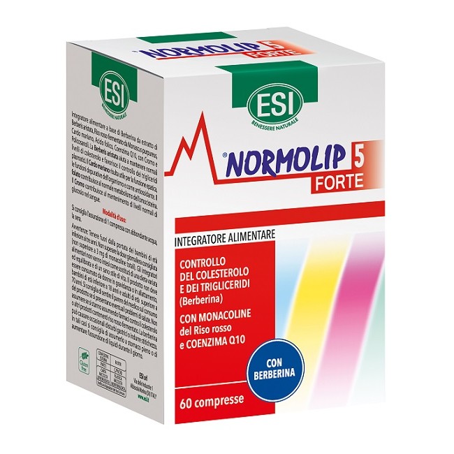 Confezione da 60 compresse di Esi Normolip 5 Forte integratore per abbassare colesterolo glicemia e pressione. Confezione da 60 compresse di Esi Normolip 5 Forte integratore per abbassare colesterolo glicemia e pressione.