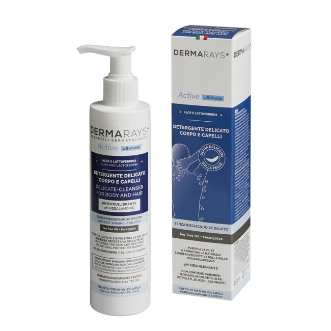 DERMARAYS ACTIVE ALL IN ONE DETERGENTE DELICATO CORPO CAPELLI 250 ML DERMARAYS ACTIVE ALL IN ONE DETERGENTE DELICATO CORPO CAPELLI 250 ML