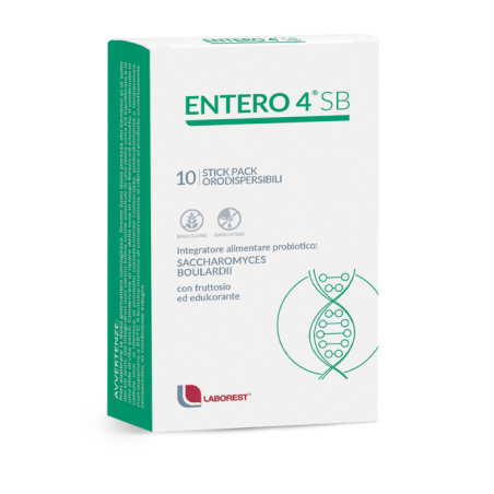 Confezione da 10 stick di Entero 4 Sb, integratore per l'equilibrio della flora intestinale.