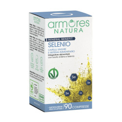 Confezione da 90 compresse di Armores Mineral Benefit Selenio Integratore Per Unghie e Capelli.