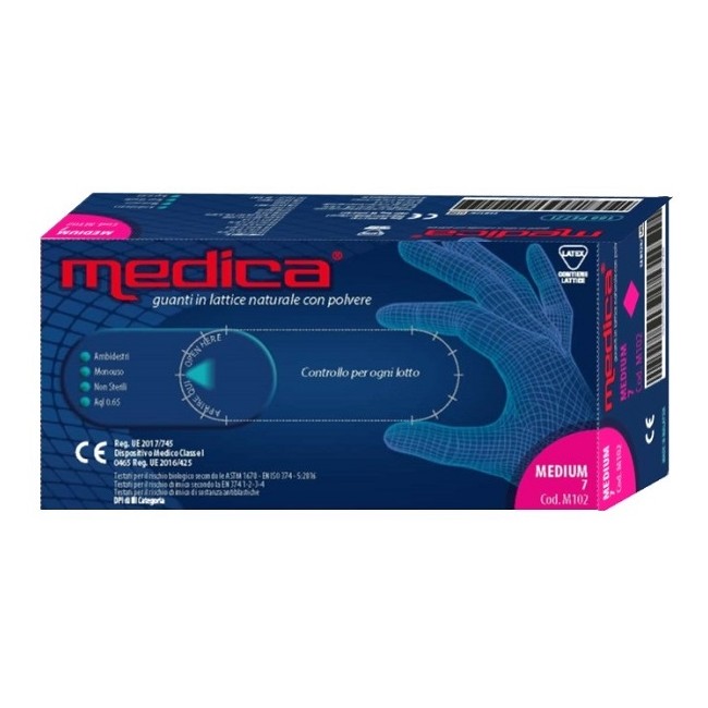 MEDICA GUANTO LATTICE N/STERILE CON POLVERE DM MISURA M 100 PEZZI