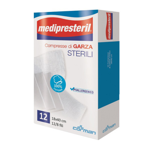 Garza Compressa Medipresteril 12-8 Fu 18x40cm 12 Pezzi