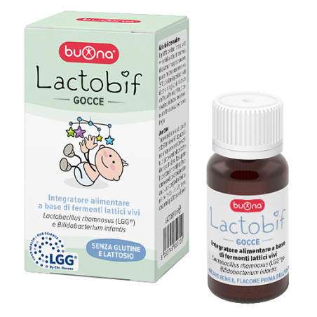 Flacone da 8 ml di Lactofib, integratore di fermenti lattici per bambini.