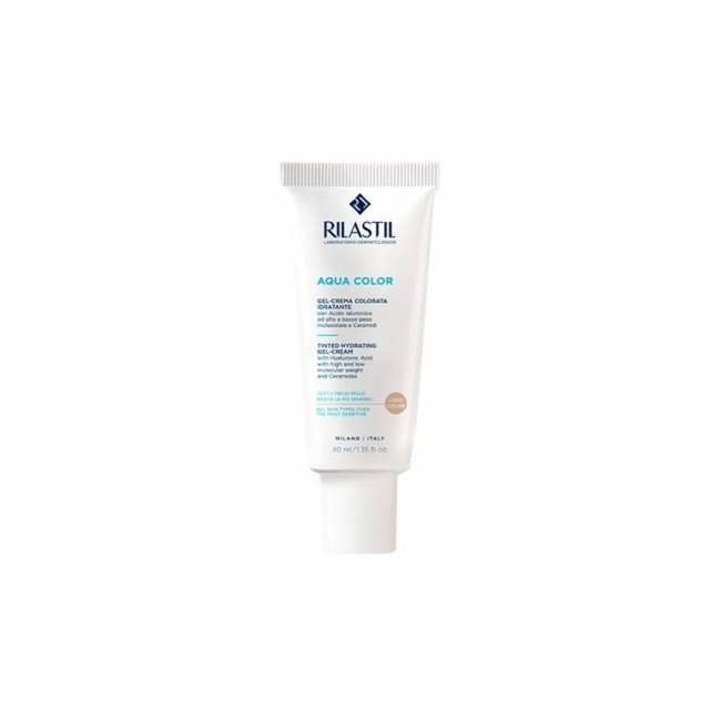 Tubetto da 40 ml di Rilastil Aqua Colorata Medium Gel Crema Viso Ad Azione Idratante.