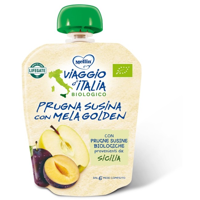 MELLIN VIAGGIO ITALIA POUCH BIO MELA+PRUGNA+SUSINA 90 G MELLIN VIAGGIO ITALIA POUCH BIO MELA+PRUGNA+SUSINA 90 G