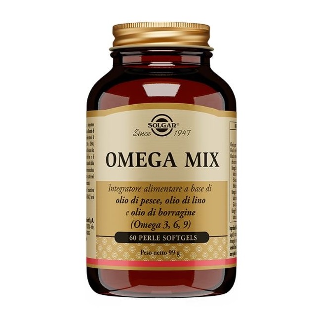 Bottiglia da 60 perle di Solgar Omega Mix, integratore di Omega3 per la salute del cuore. Bottiglia da 60 perle di Solgar Omega Mix, integratore di Omega3 per la salute del cuore.