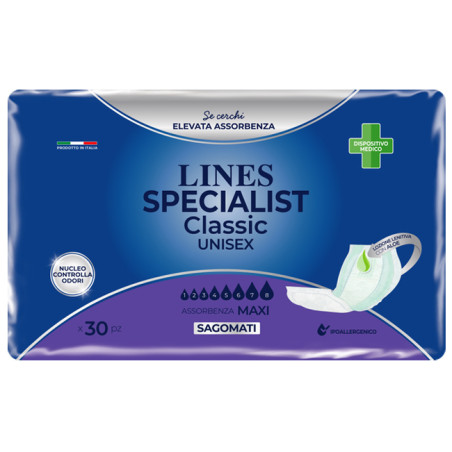 Pannolone Per Incontinenza Lines Special Classic Sagomato Maxi 30 Pezzi
