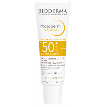 Tubetto da 40 ml di Bioderma Photoderm Spot Age Crema Solare Antimacchia SPF 50+. Tubetto da 40 ml di Bioderma Photoderm Spot Age Crema Solare Antimacchia SPF 50+.