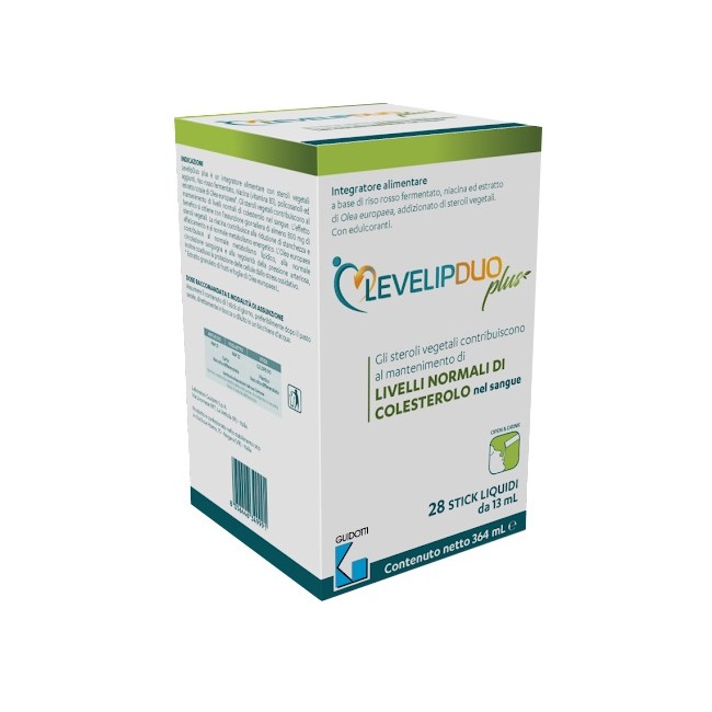 Confezione da 28 stick di Levelip Duo Plus Integratore Per Il Benessere Cardiovascolare. Confezione da 28 stick di Levelip Duo Plus Integratore Per Il Benessere Cardiovascolare.