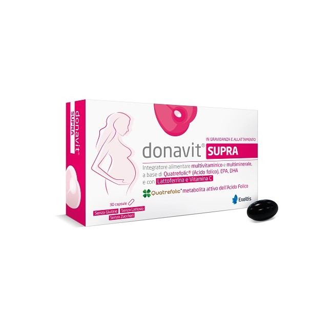 Confezione da 30 capsule di Donavit, integratore per la gravidanza e l'allattamento. Confezione da 30 capsule di Donavit, integratore per la gravidanza e l'allattamento.