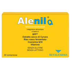Confezione da 30 compresse di Alenil Q integratore per il colesterolo.
