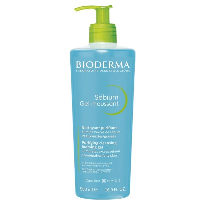 Flacone da 500 ml di Bioderma Sebium Gel Moussant Detergente Per Pelle Grassa E Acneica. Flacone da 500 ml di Bioderma Sebium Gel Moussant Detergente Per Pelle Grassa E Acneica.