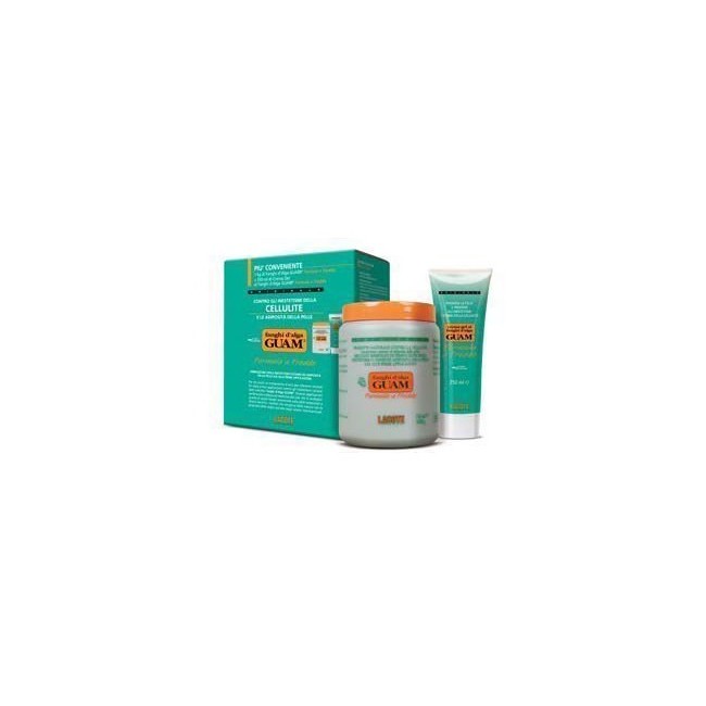 GUAM FANGHI D'ALGA CONFEZIONE CONVENIENZA FREDDA CON FANGHI D'ALGA GUAM 1 KG + CREMA GEL 250 ML FORMULA A FREDDO GUAM FANGHI D'ALGA CONFEZIONE CONVENIENZA FREDDA CON FANGHI D'ALGA GUAM 1 KG + CREMA GEL 250 ML FORMULA A FREDDO