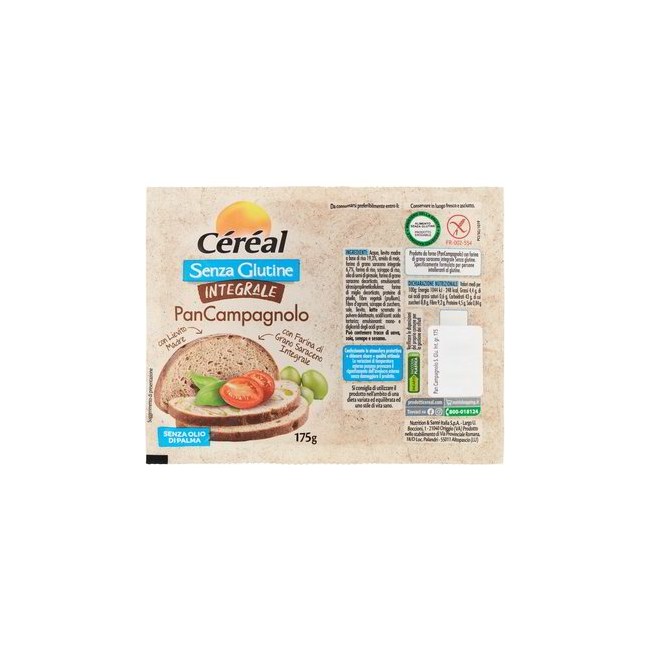 CEREAL SENZA GLUTINE INTEGRALE PAN CAMPAGNOLO 175 G CEREAL SENZA GLUTINE INTEGRALE PAN CAMPAGNOLO 175 G