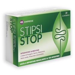 Confezione da 45 compresse di Stipsi Stop, integratore per stitichezza e intestino pigro.