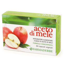 Confezione da 60 capsule di Farmaderbe Aceto Di Mele, integratore snellente e drenante.