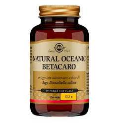 Barattolo da 60 perle di Solgar Natural Oceanic Betacaro, integratore per il trofismo della pelle.