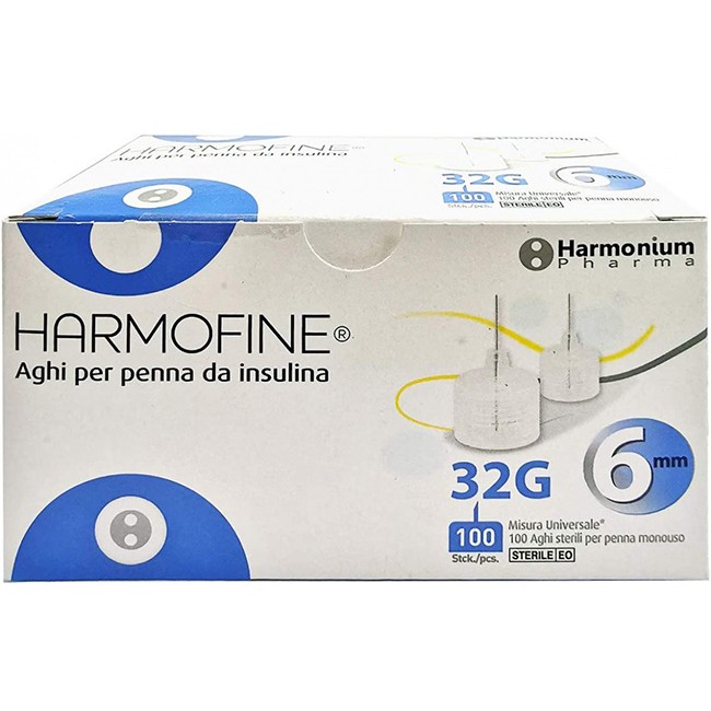 AGO HARMOFINE PENNA DA INSULINA GAUGE 32 6MM 100 PEZZI AGO HARMOFINE PENNA DA INSULINA GAUGE 32 6MM 100 PEZZI