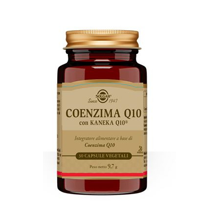 Barattolo da 30 capsule di Solgar Coenzima Q10, integratore utile contro l'invecchiamento cellulare.