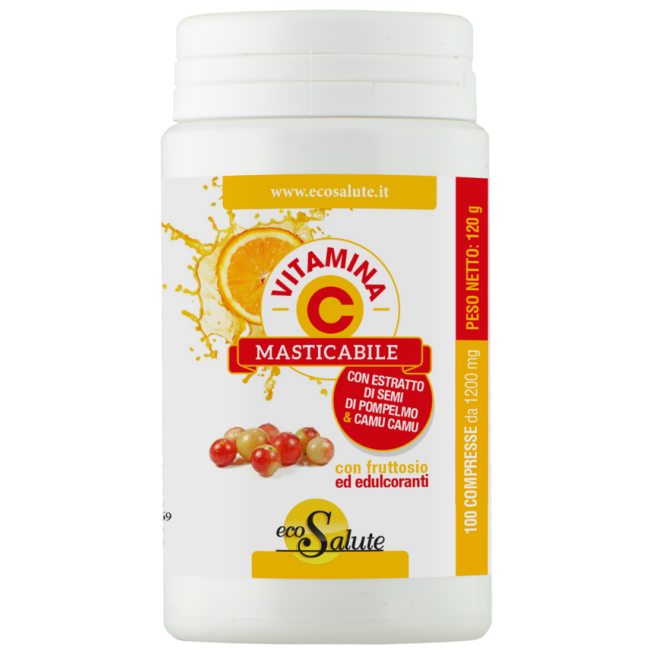 VITAMINA C MASTICABILE CON ESTRATTO DI SEMI DI POMPELMO + CAMU CAMU 100 COMPRESSE BARATTOLO 120 G VITAMINA C MASTICABILE CON ESTRATTO DI SEMI DI POMPELMO + CAMU CAMU 100 COMPRESSE BARATTOLO 120 G